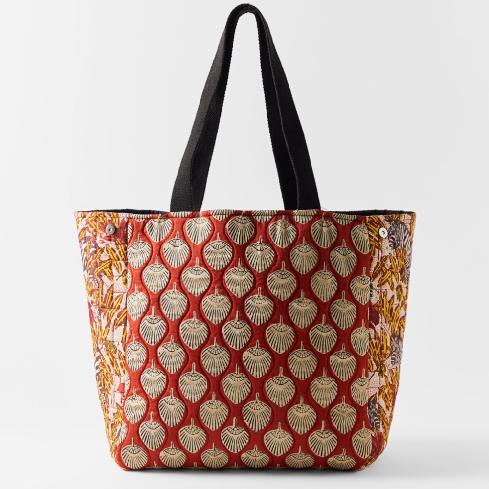NEW Zara Printed Quilted Tote Bag